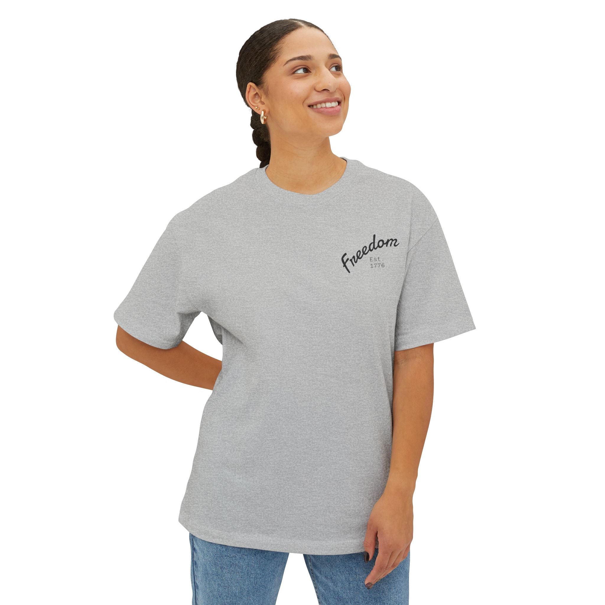 Freedom Boxy Tee - Unisex Oversized Graphic T-Shirt, Casual Wear, Patriotic Apparel, Gift for Independence Day, Summer Vibes