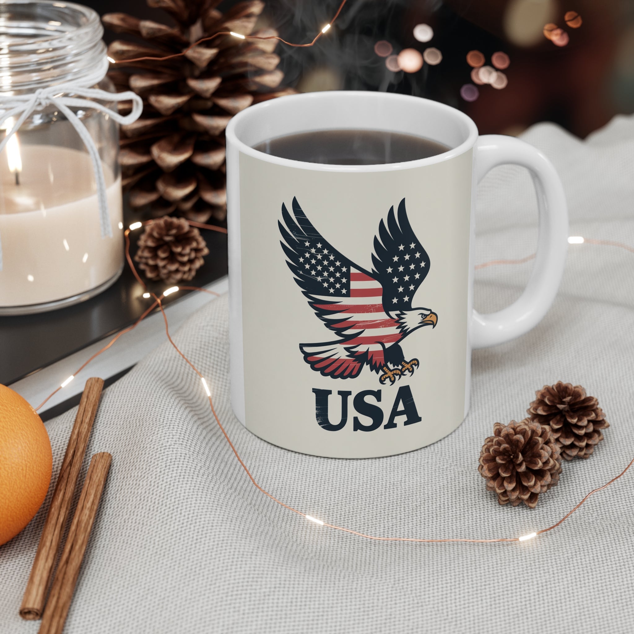 Patriotic Eagle Mug, USA Coffee Cup, American Pride Tumbler, Independence Day Gift, Veteran Appreciation Drinkware