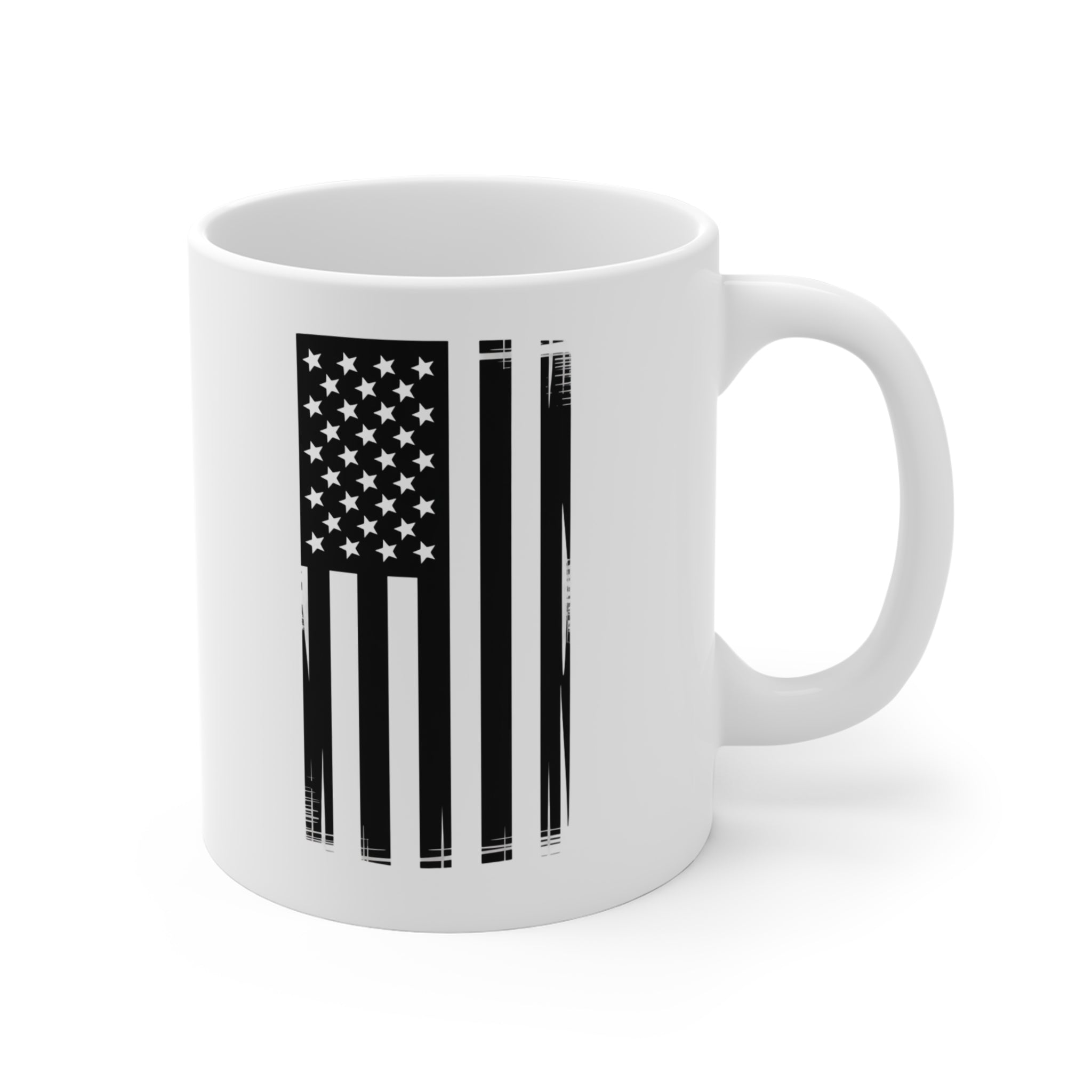 Patriotic Minimalist Mug, 11oz Coffee Cup, American Flag Design, Fourth of July Gift, Home Decor, Office Accessory